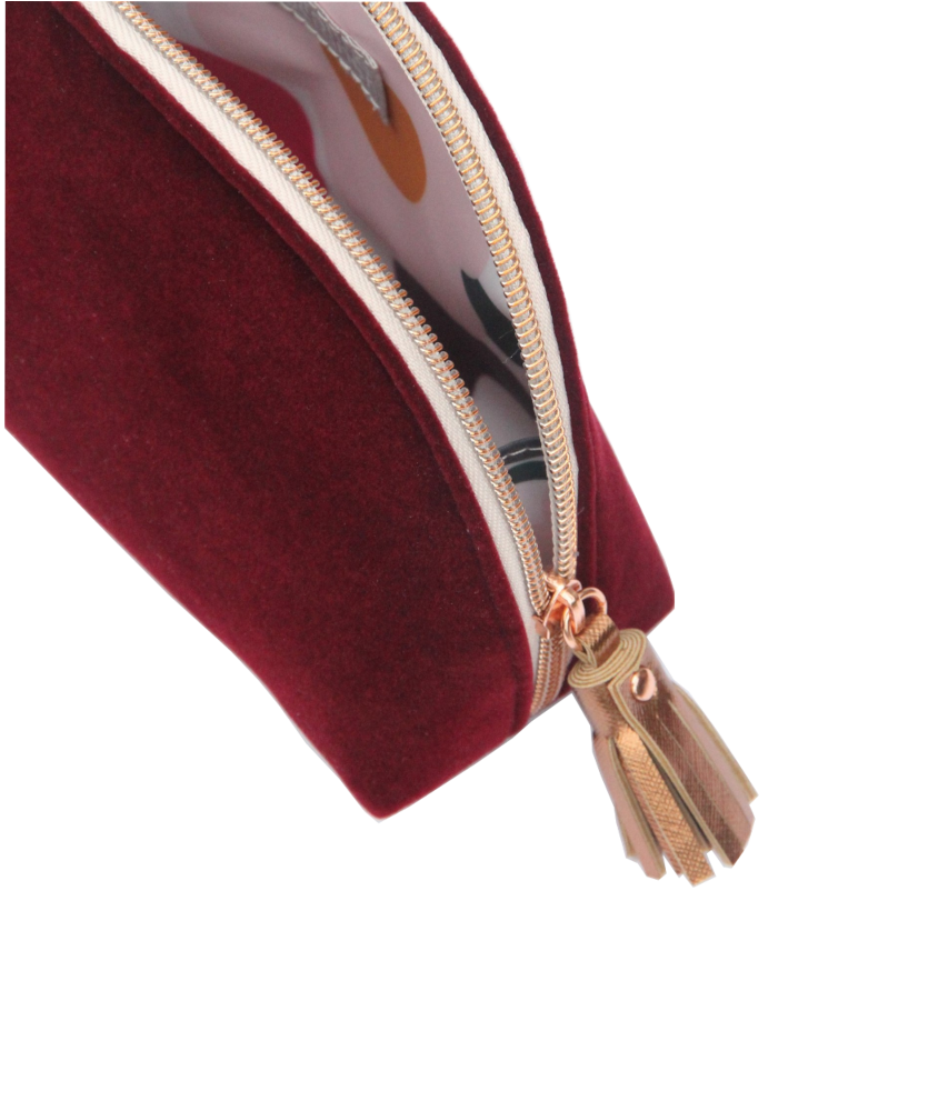 Kosmetiktasche Burgundy Velvet Halfmoon